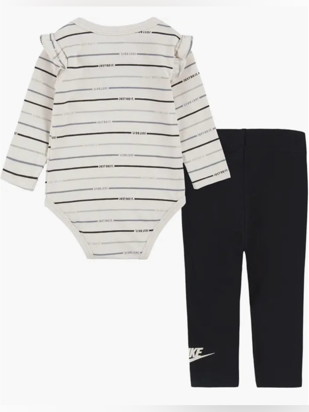 Nike Baby Girl's 2-Piece Just Do It Stripe Bodysuit and Leggings Set. - Picture 2 of 9